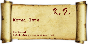Korai Imre névjegykártya